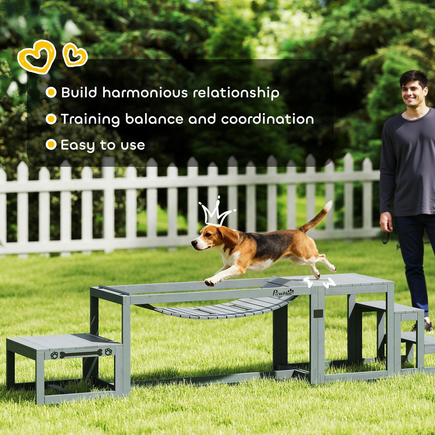 3 Pieces Wooden Dog Agility Training Equipment, Grey
