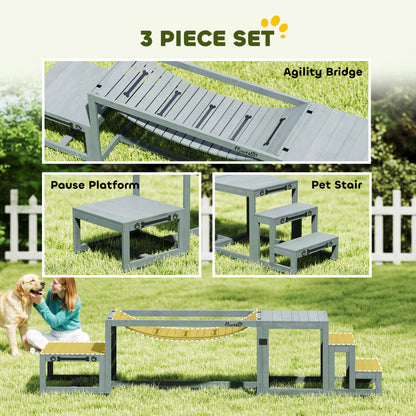 3 Pieces Wooden Dog Agility Training Equipment, Grey