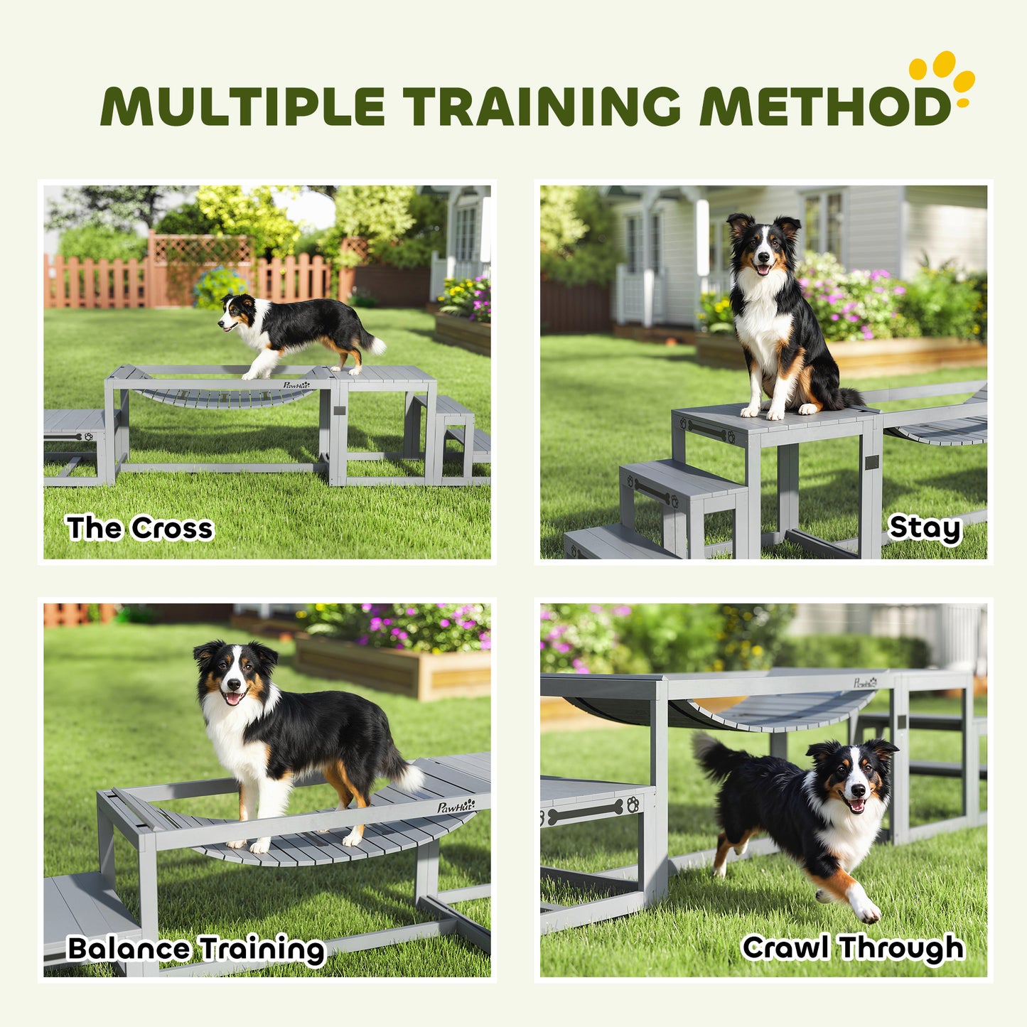 3 Pieces Wooden Dog Agility Training Equipment, Grey