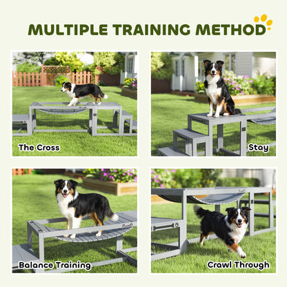 3 Pieces Wooden Dog Agility Training Equipment, Grey
