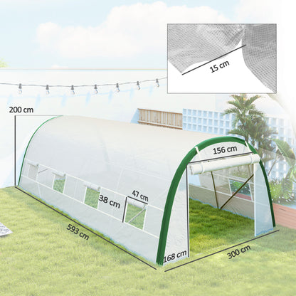 Polytunnel Greenhouse Tunnel Warm House Tent with PE Cover, White