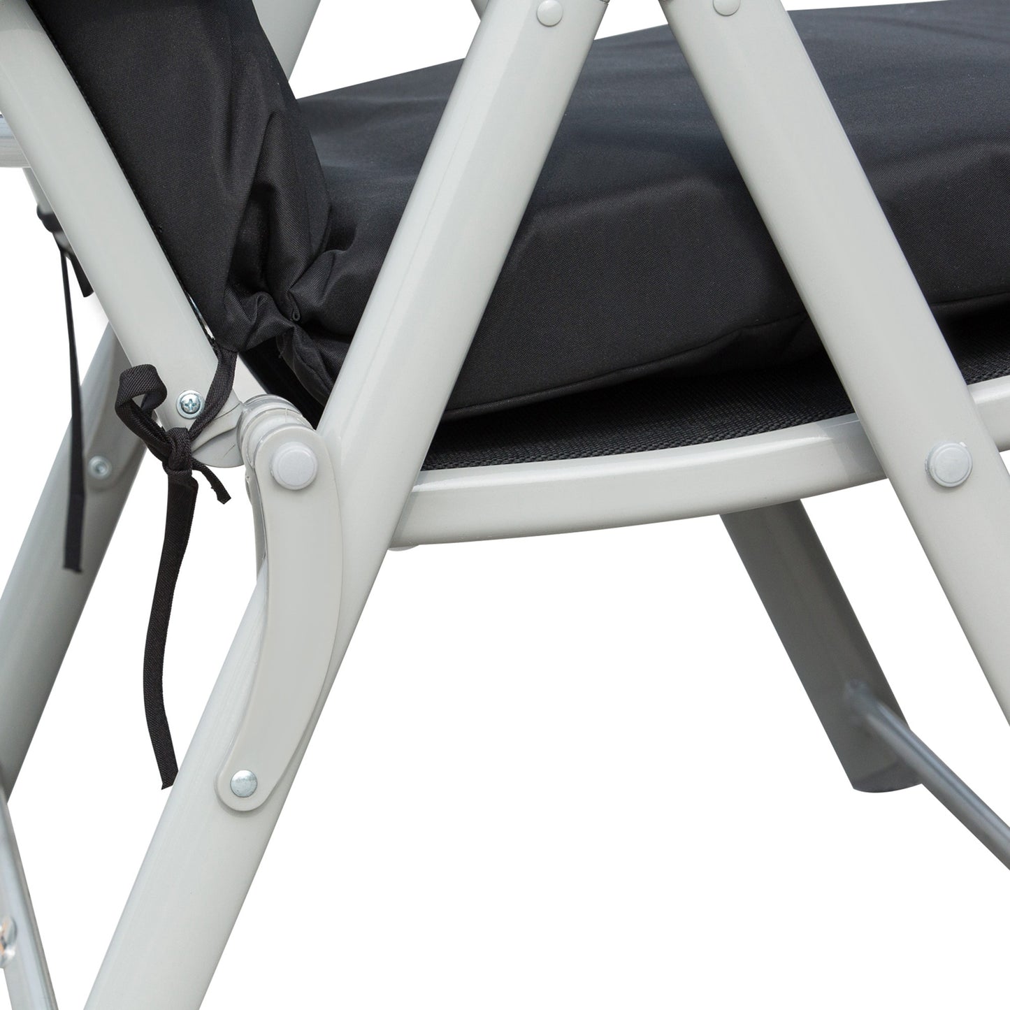 Sun Lounger Recliner Foldable Padded Seat Adjustable Texteline Black