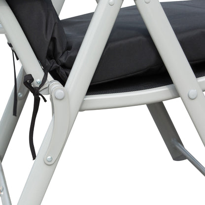 Sun Lounger Recliner Foldable Padded Seat Adjustable Texteline Black