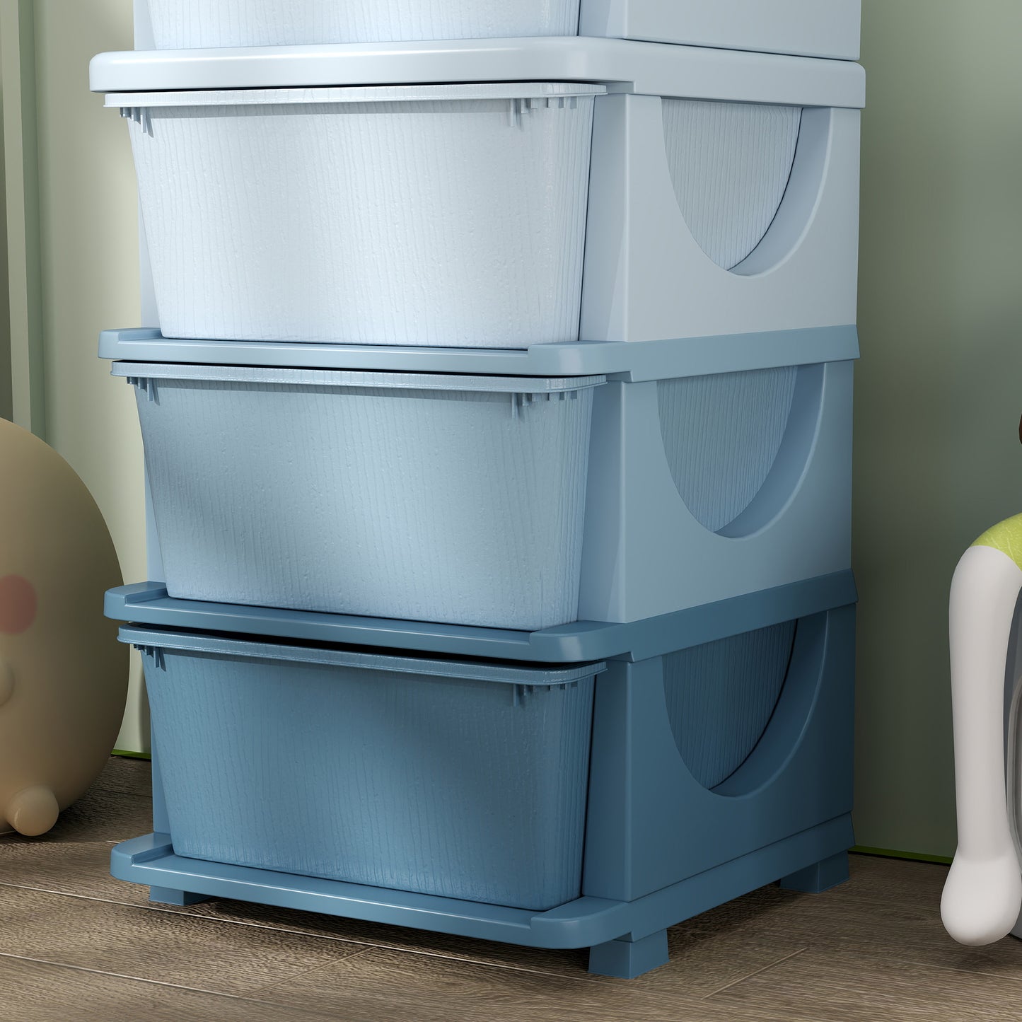 Kids Storage Units with Drawers 4 Tier Chest Dresser Tower Blue