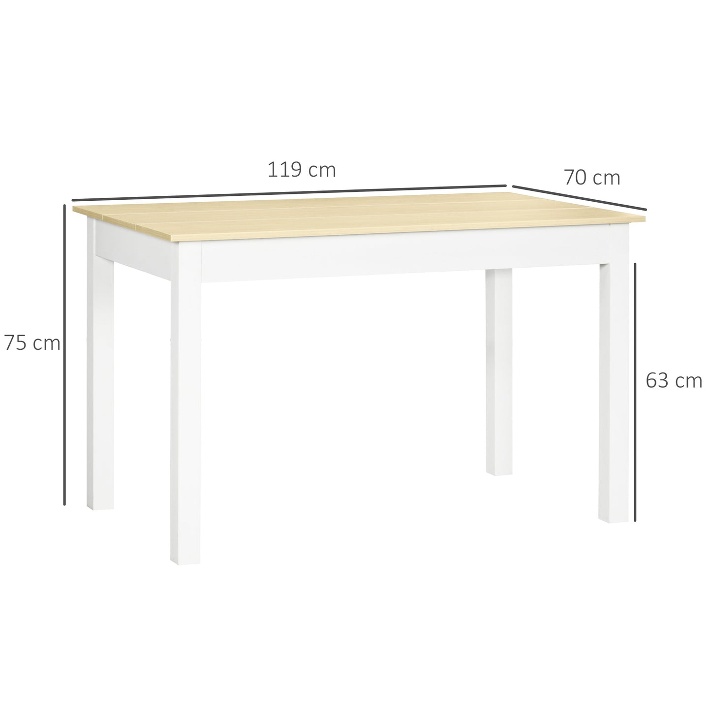 Dining Table for 4 to 6 Kitchen Table with Thick Legs Oak Wood Grain