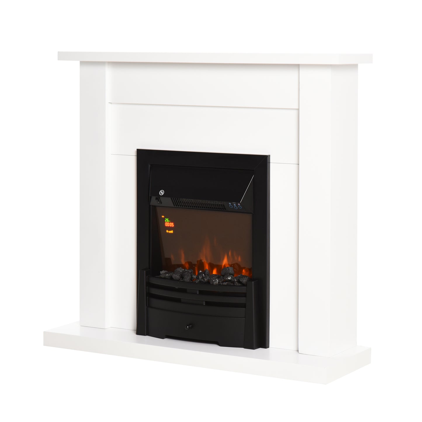 Electric Fire & Mantelpiece w/ LED Flames Remote Timer