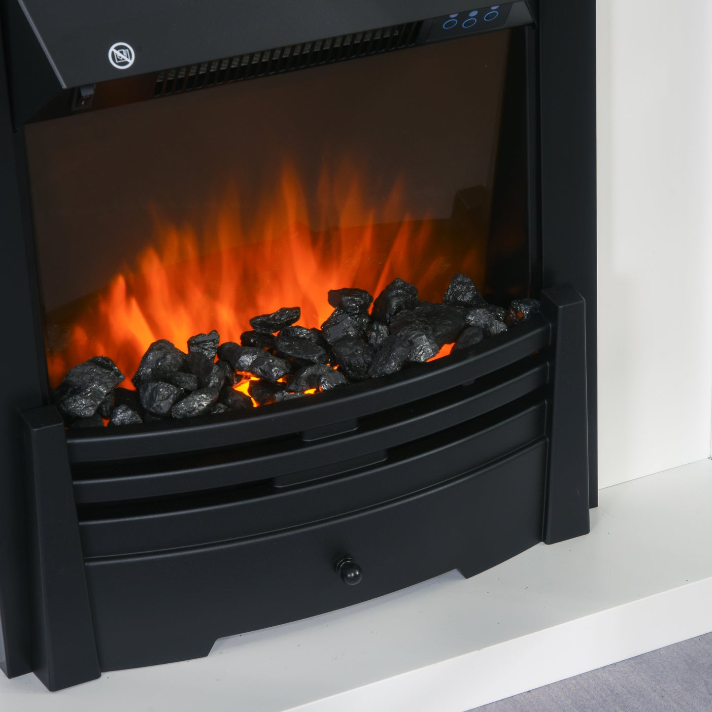 Electric Fire & Mantelpiece w/ LED Flames Remote Timer