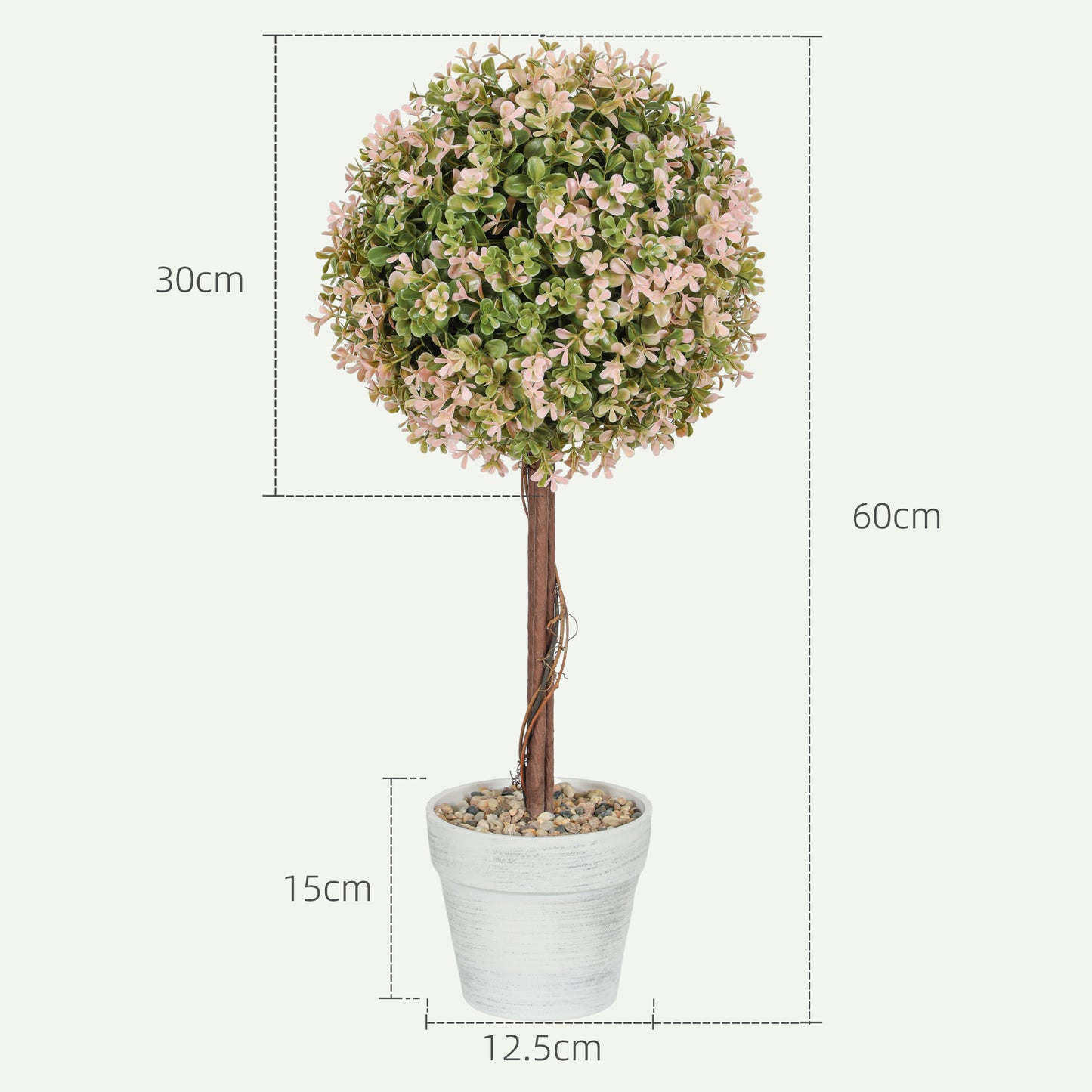 Set of 2 Decorative Artificial Plants, Cream White