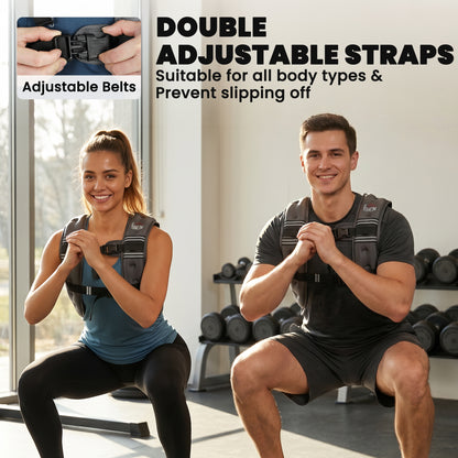 5KG Weighted Vest, Running Weight Vest with Adjustable Straps, Convenient Pocket and Reflective Strips, for Men and Women Cardio Exercise Strength Training Workout
