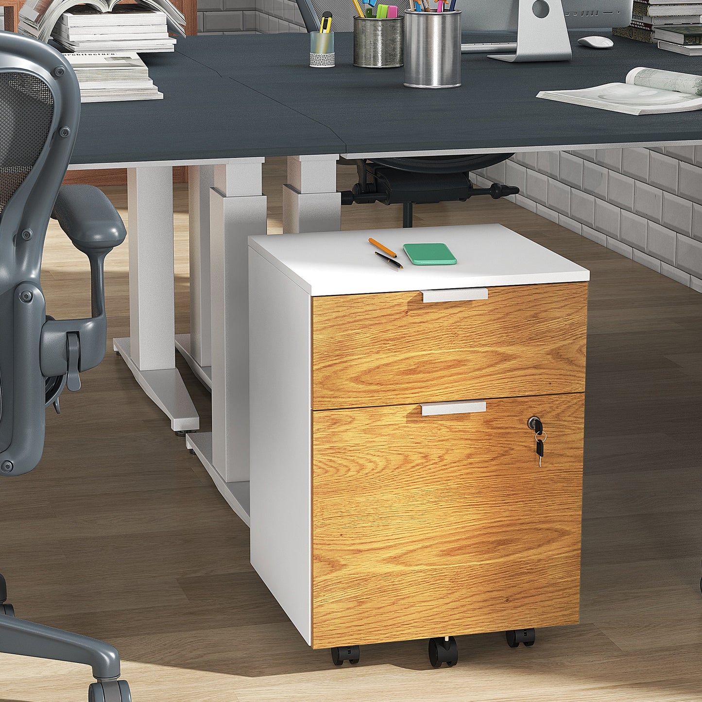 2 Drawer Filing Cabinet with Adjustable Hanging Bars for A4 and Letter