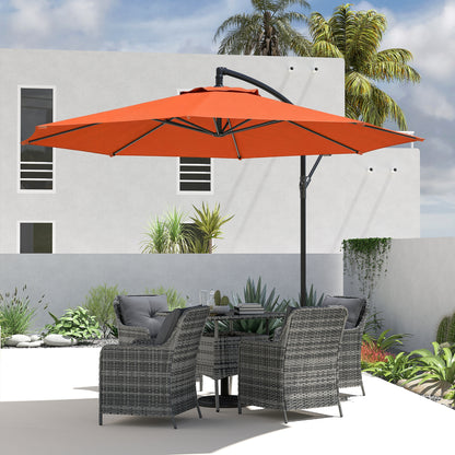 3(m) Garden Banana Parasol Cantilever Umbrella w/ Base, Orange