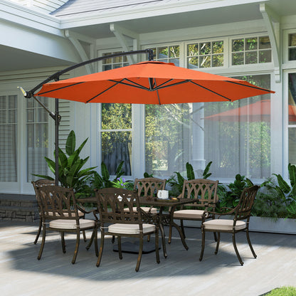 3(m) Garden Banana Parasol Cantilever Umbrella w/ Base, Orange