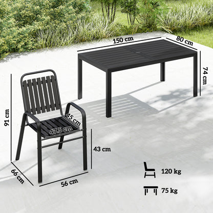 Garden Table and Chairs Set for 6 with Umbrella Hole