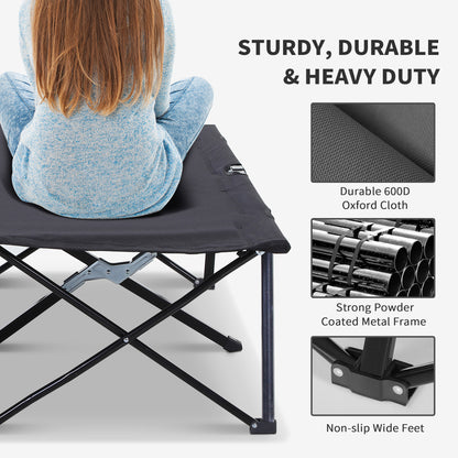 Double Camping Folding Cot Outdoor Portable Sleeping Bed, Black
