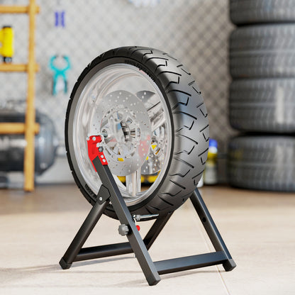 Steel Motorcycle Wheel Balancer Truing Stand with Spoke Wrench, Black