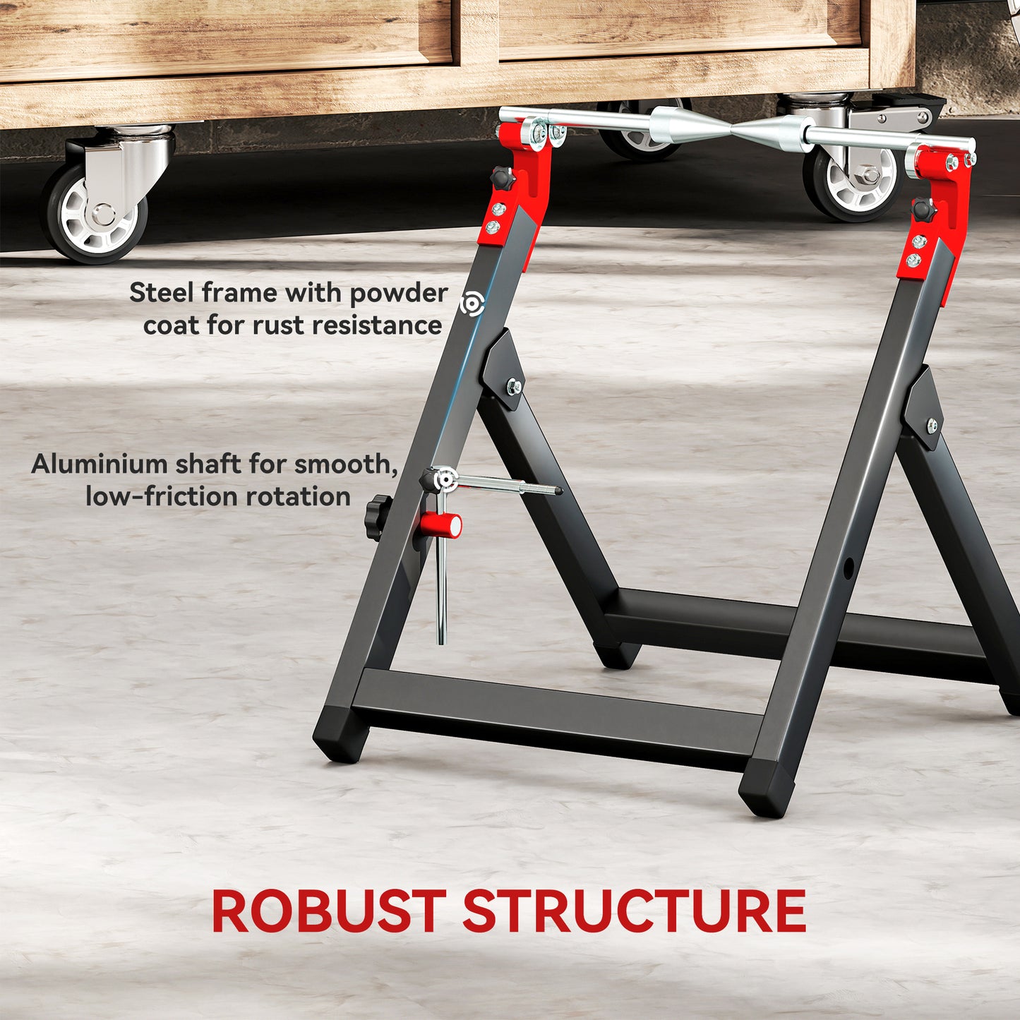 Steel Motorcycle Wheel Balancer Truing Stand with Spoke Wrench, Black