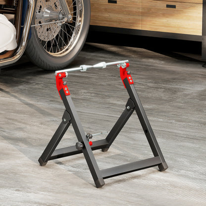 Steel Motorcycle Wheel Balancer Truing Stand with Spoke Wrench, Black