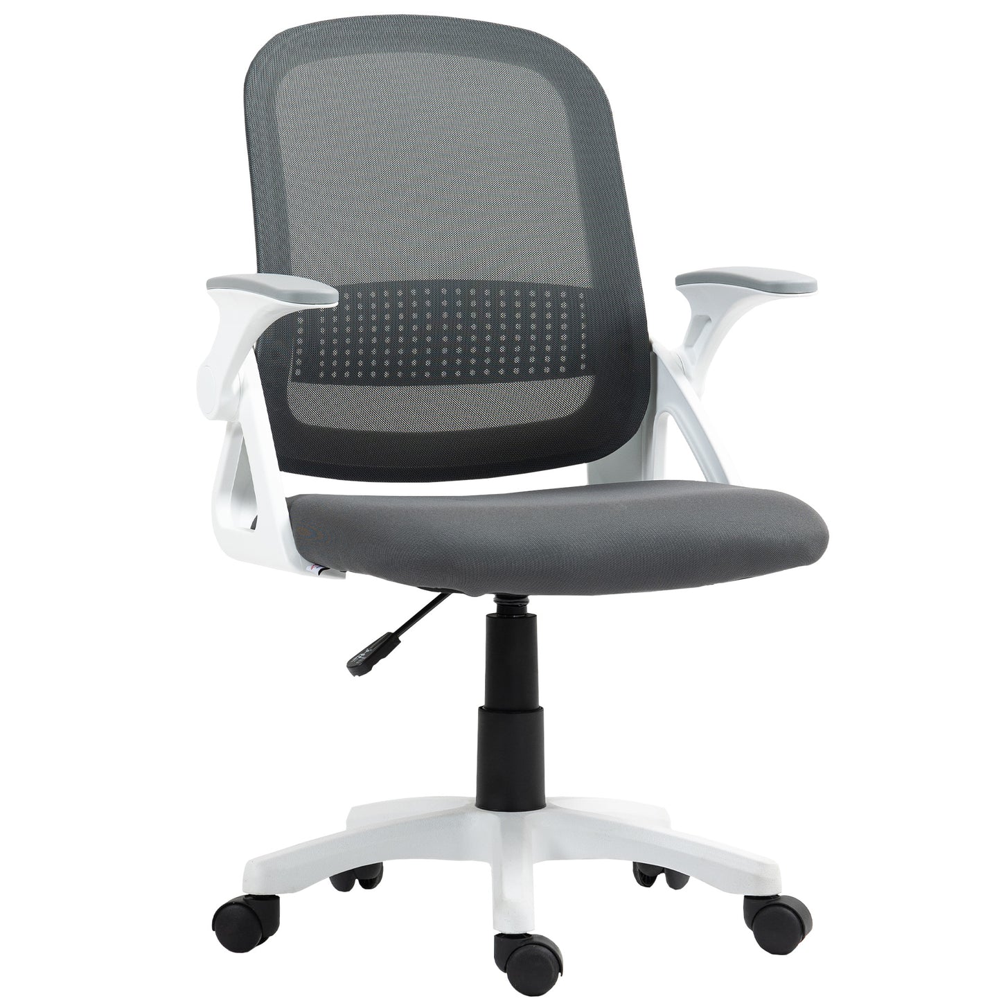 Ergonomic Swivel Computer Chair with Flip-up Armrests, Grey