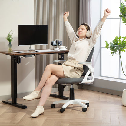 Ergonomic Swivel Computer Chair with Flip-up Armrests, Grey
