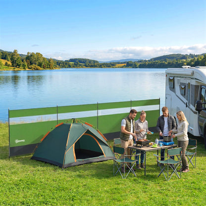 Camping Windbreaks with Clear Windows, 725 x 140cm, Army Green