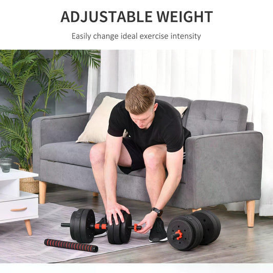 25kg 2 IN 1 Adjustable Dumbbells Weight Set, Dumbbell Hand Weight Barbell for Body Fitness, Lifting Training for Home, Gym, Black