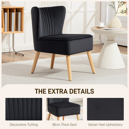 Velvet Accent Chair Occasional Tub Chair for Living Room, Black
