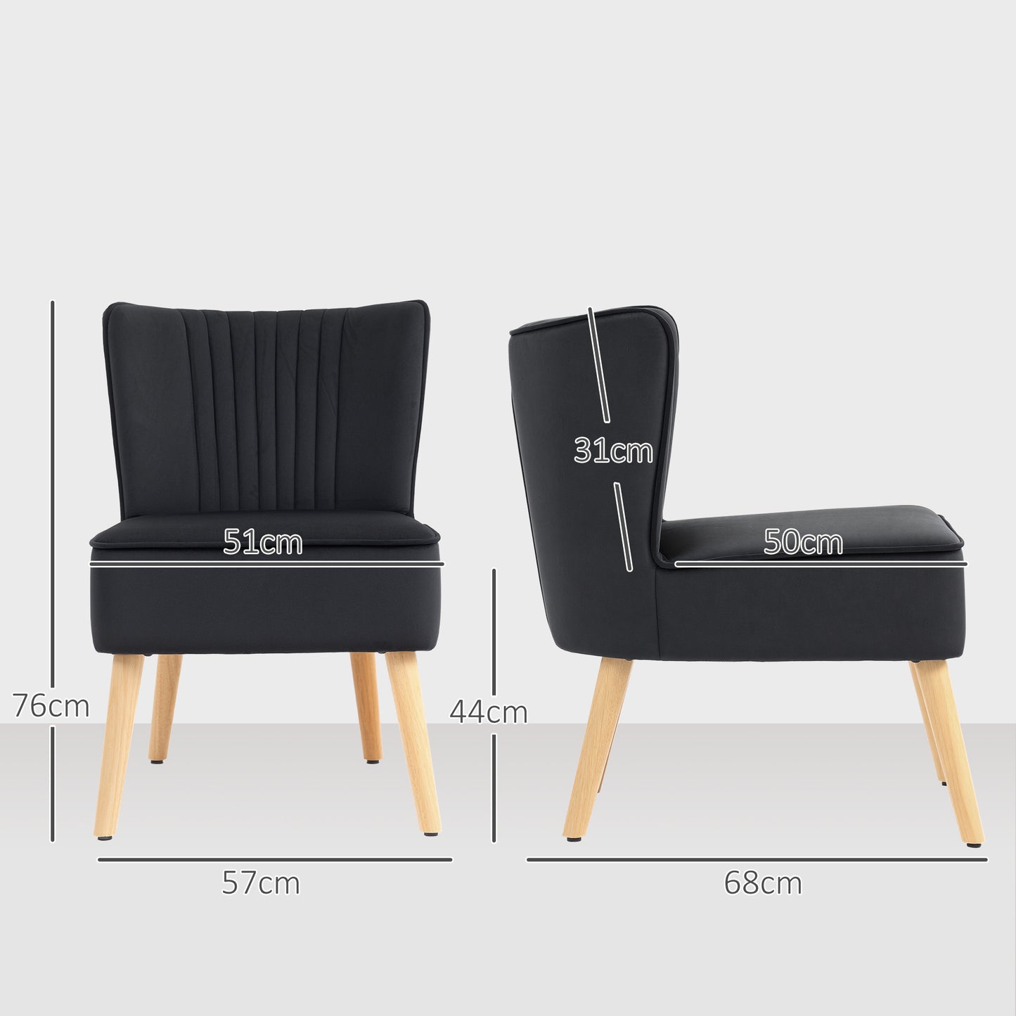 Velvet Accent Chair Occasional Tub Chair for Living Room, Black