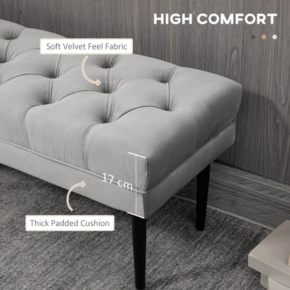 Bed End Bench Button Tufted Upholstered Window Seat for Living Room Grey