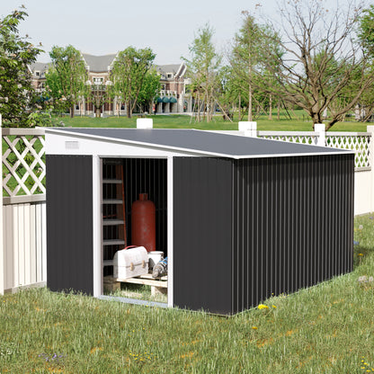 Steel Garden Storage Shed w/ Sliding Doors Black