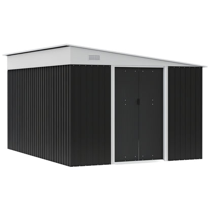 Steel Garden Storage Shed w/ Sliding Doors Black