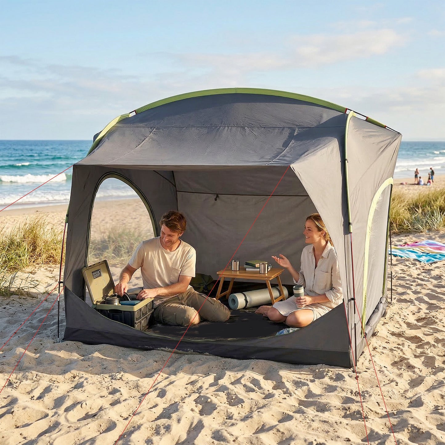 Car Tent, 3000mm Waterproof Tailgate Tent, 250 x 245 x 235 cm with Mesh Windows and Storage Bag, Quick Setup Trunk SUV Boot Shelter for Family Camping Travelling Outdoor Activities