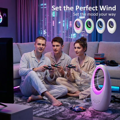 Bladeless Tower Fan for Bedroom, 36dB Standing Cooling Fan, White