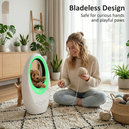 Bladeless Tower Fan for Bedroom, 36dB Standing Cooling Fan, White