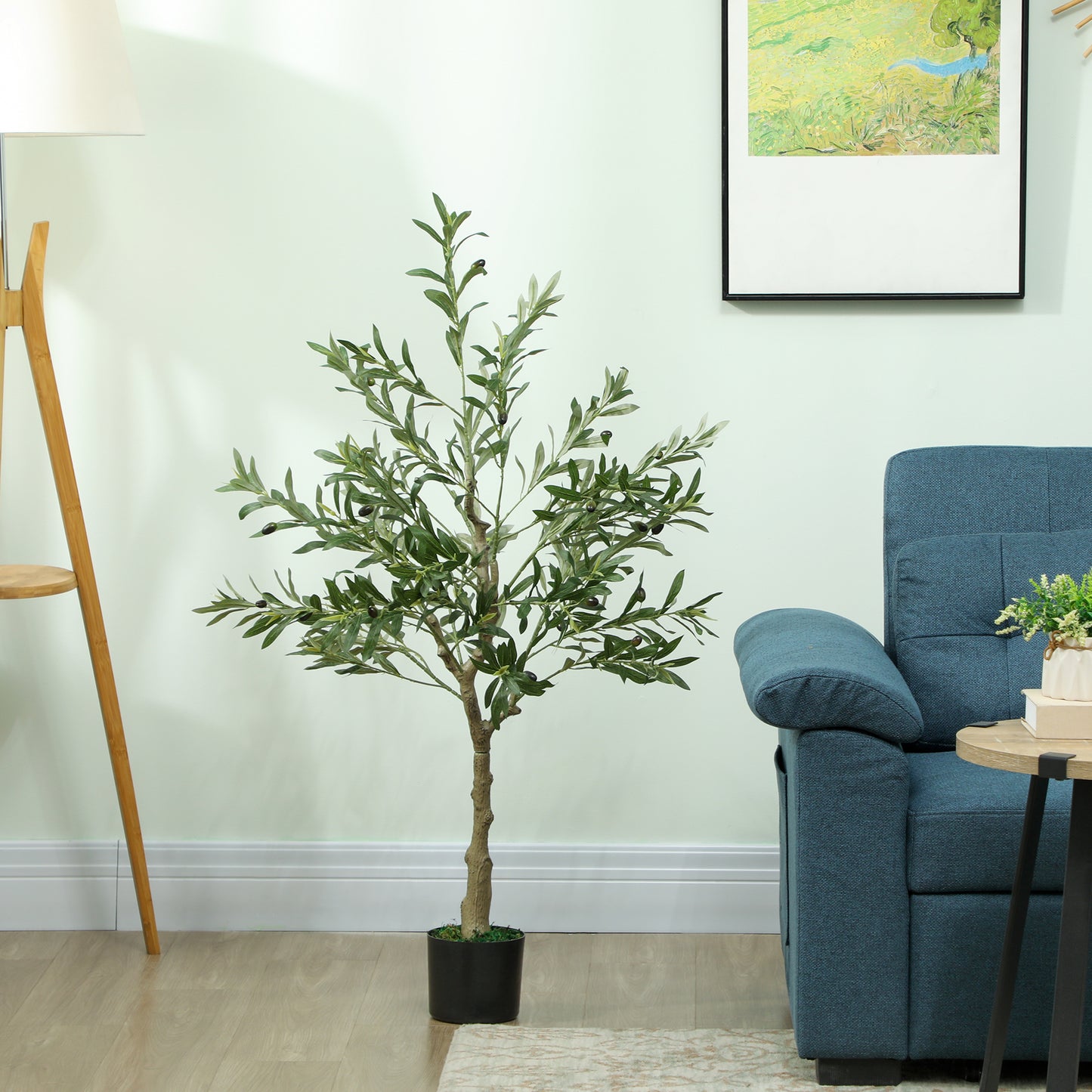Indoor Artificial Plant, Faux Potted Silk Olive Tree, 120cm