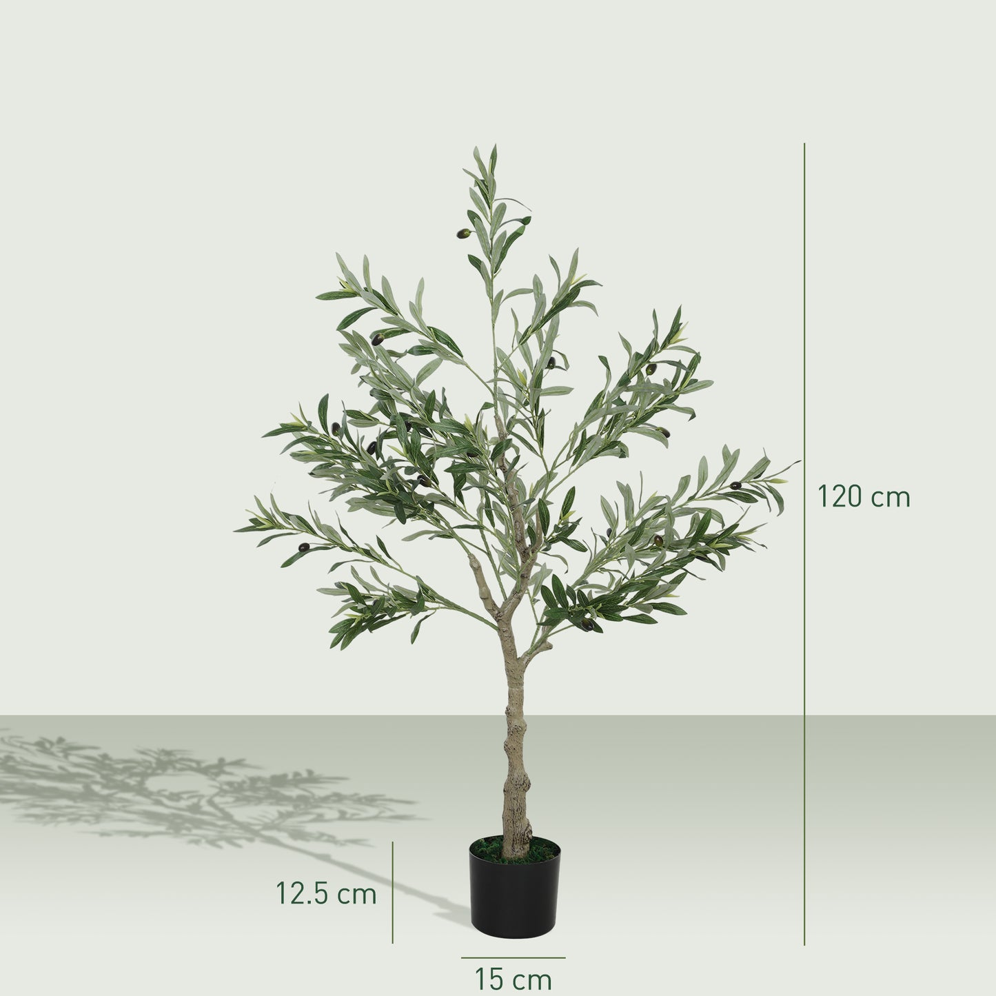 Indoor Artificial Plant, Faux Potted Silk Olive Tree, 120cm