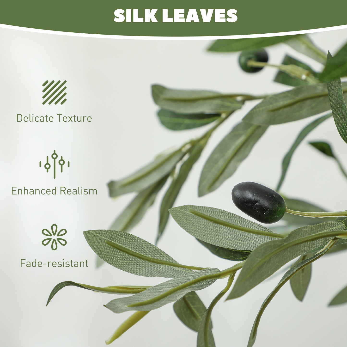 Indoor Artificial Plant, Faux Potted Silk Olive Tree, 120cm