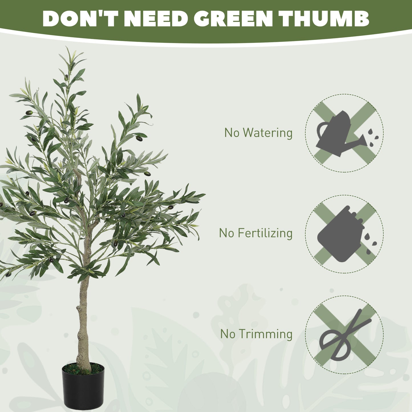 Indoor Artificial Plant, Faux Potted Silk Olive Tree, 120cm