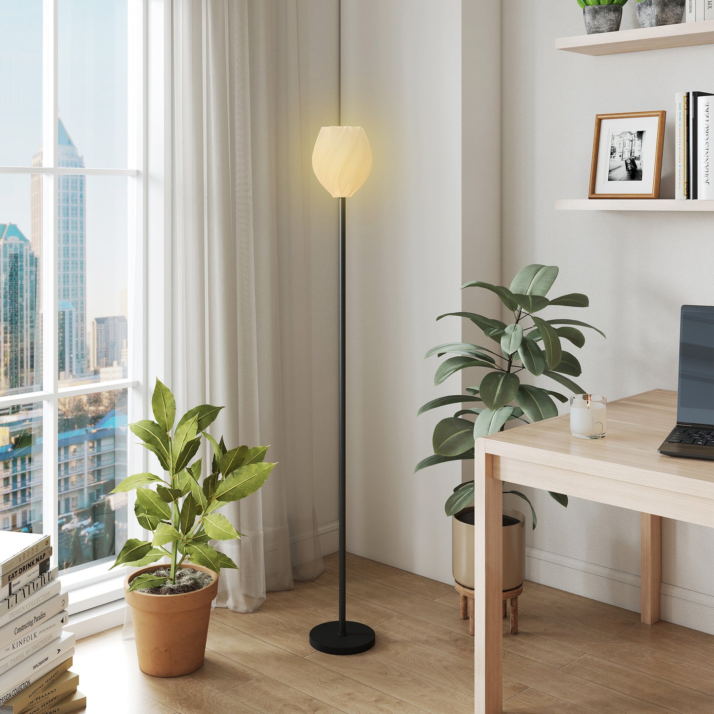 3D Printed Standing Lamp with Shade, E27 Holder without Bulb, White