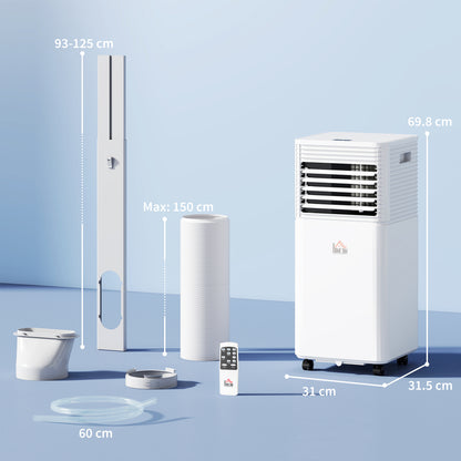 7000BTU Portable Air Conditioner 4 Modes LED Display Timer, White