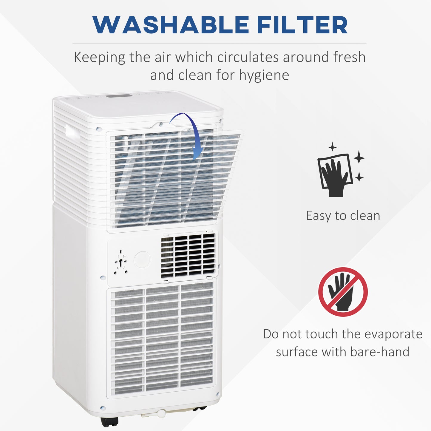 7000BTU Portable Air Conditioner 4 Modes LED Display Timer, White