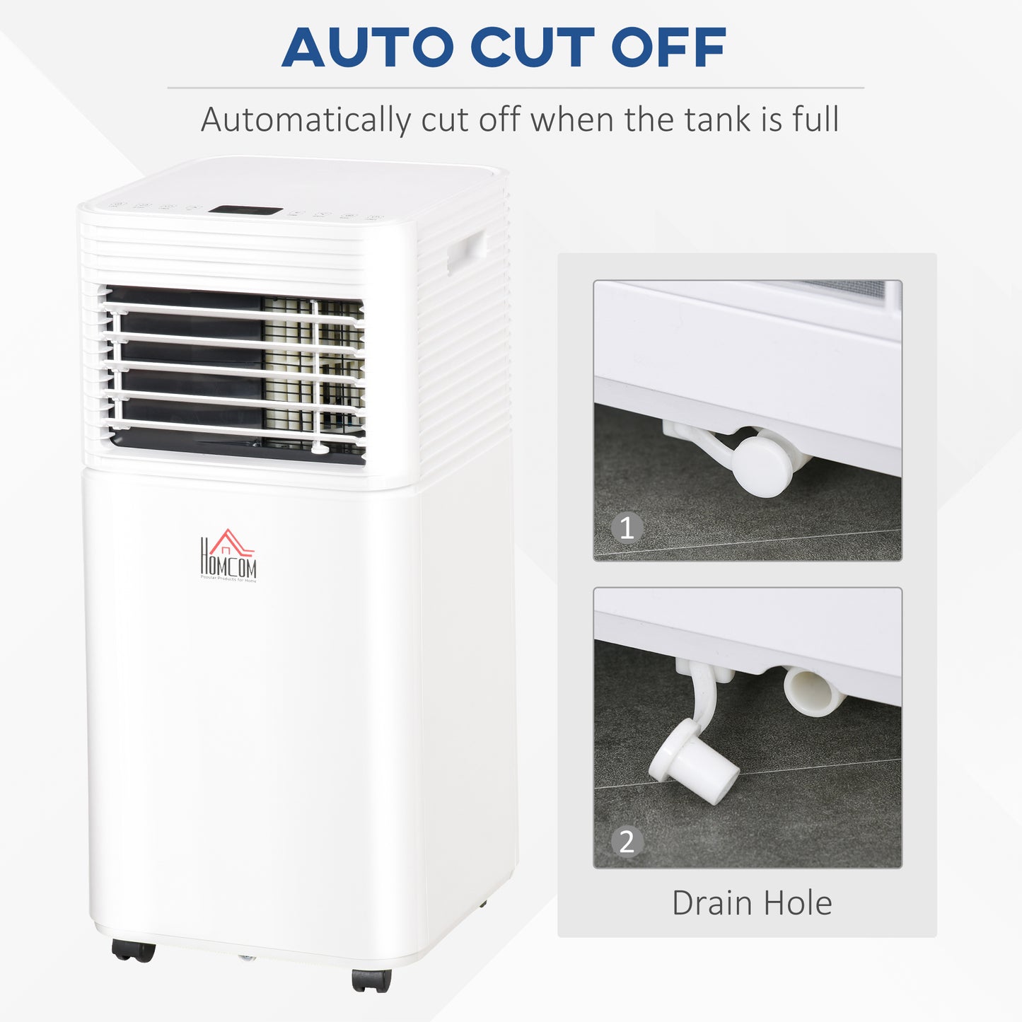 7000BTU Portable Air Conditioner 4 Modes LED Display Timer, White
