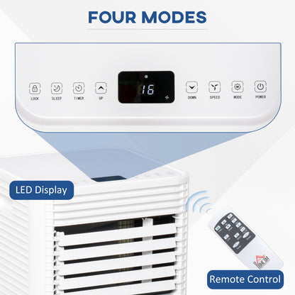 7000BTU Portable Air Conditioner 4 Modes LED Display Timer, White
