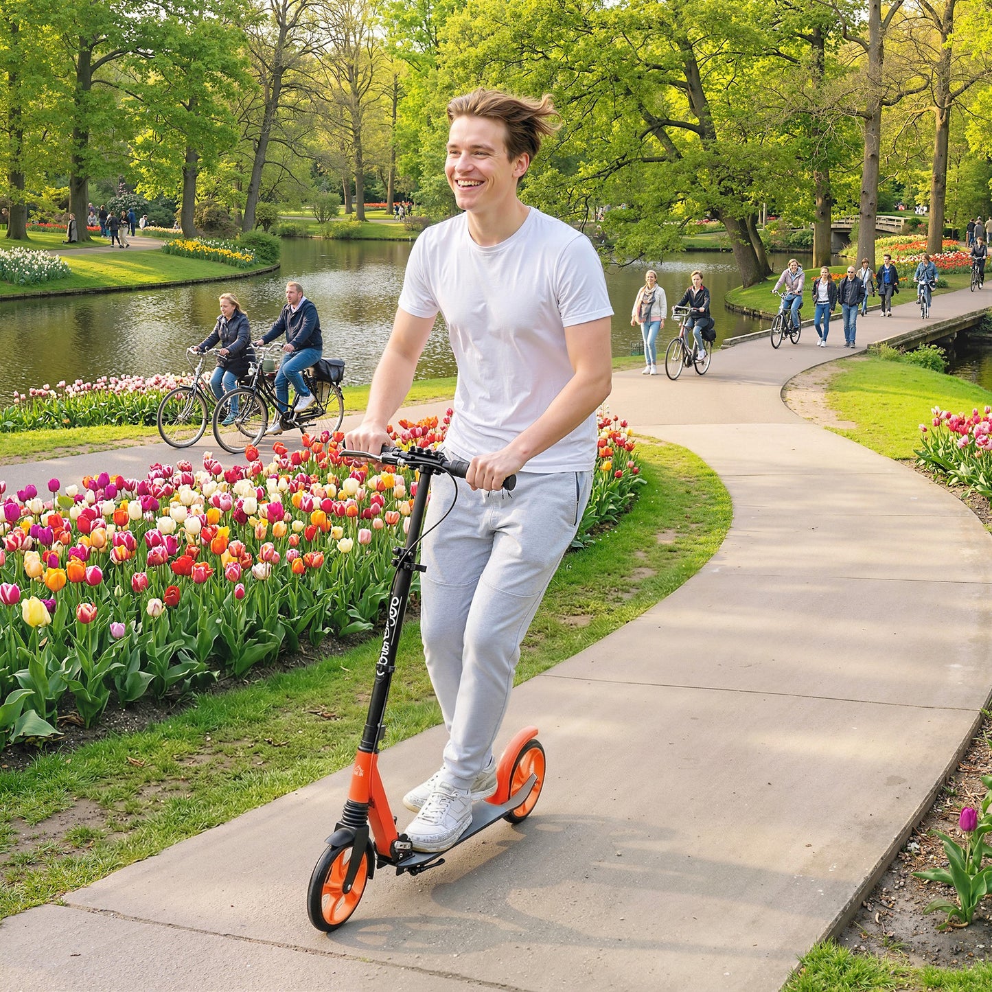 Folding Kick Scooter for 14+ w/ Adjustable Height, Red