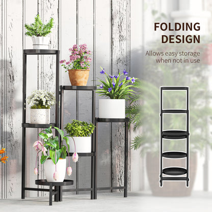 3 Tier Foldable Corner Plant Stand for Indoor Outdoor, Black