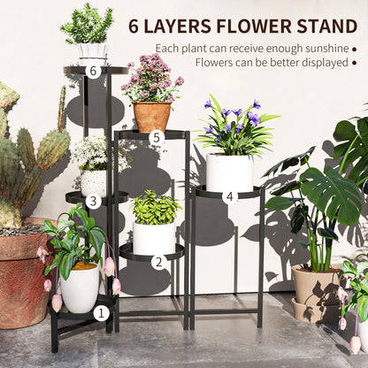 3 Tier Foldable Corner Plant Stand for Indoor Outdoor, Black