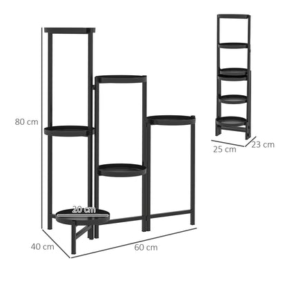 3 Tier Foldable Corner Plant Stand for Indoor Outdoor, Black