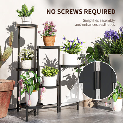 3 Tier Foldable Corner Plant Stand for Indoor Outdoor, Black