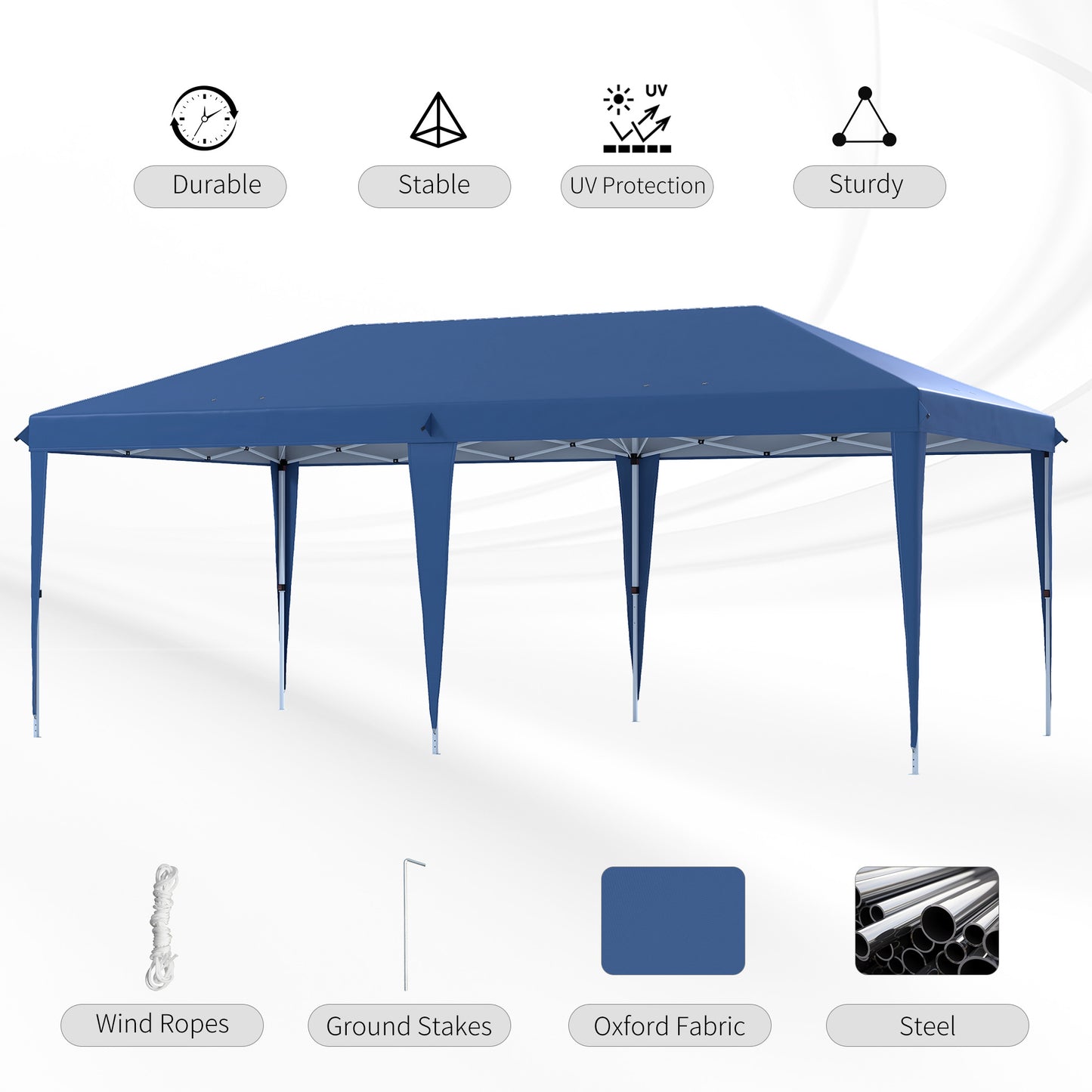 6 x 3(m) Pop Up Gazebo Patio Party Event Heavy Duty Canopy Blue