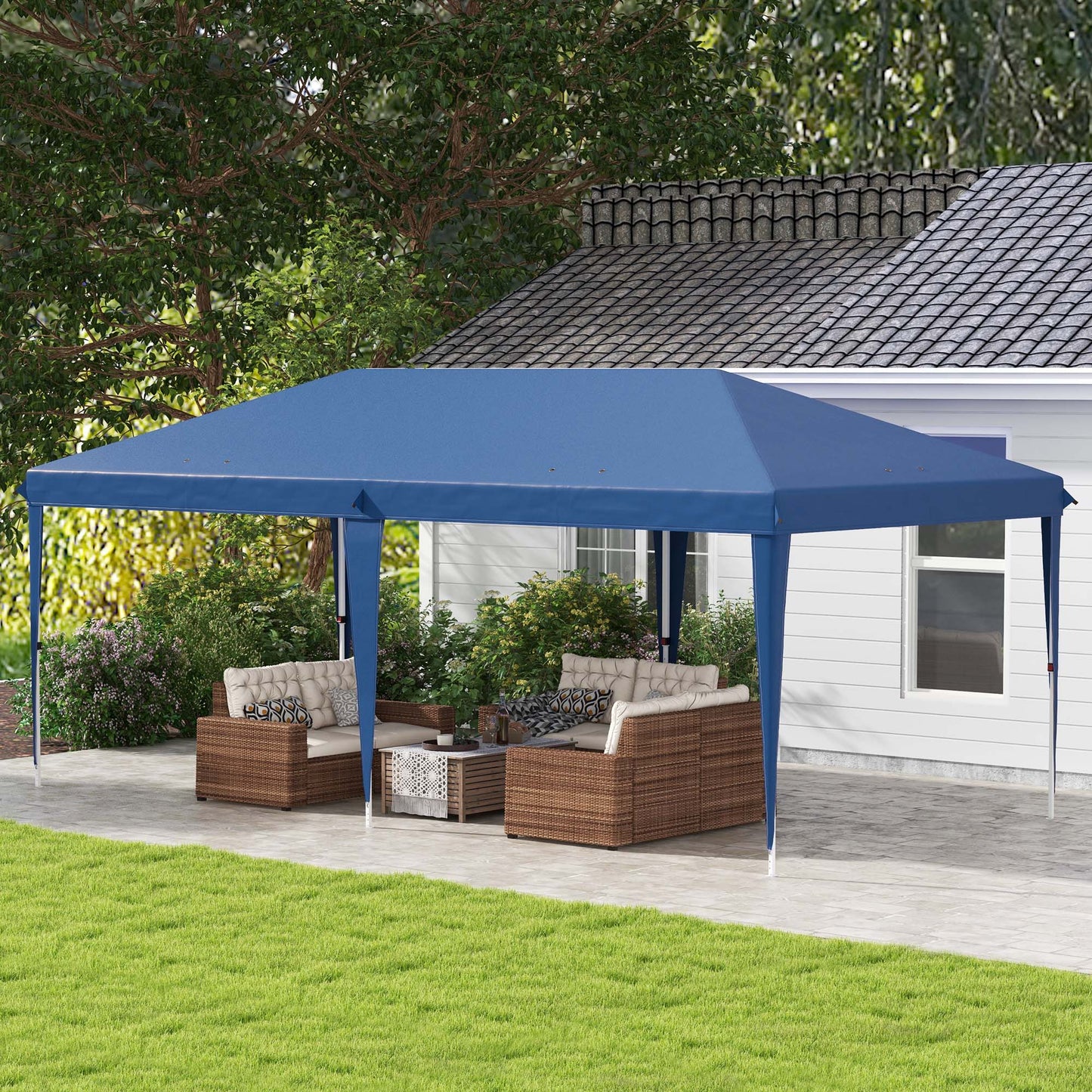 6 x 3(m) Pop Up Gazebo Patio Party Event Heavy Duty Canopy Blue