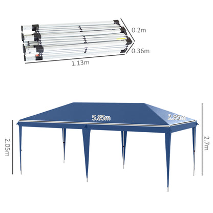6 x 3(m) Pop Up Gazebo Patio Party Event Heavy Duty Canopy Blue